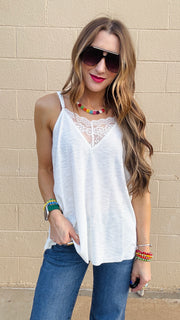 Lace Inset Dream Tank - Ivory