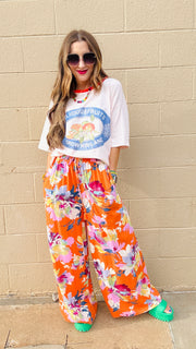 Tropical Bloom Wide-Leg Pants