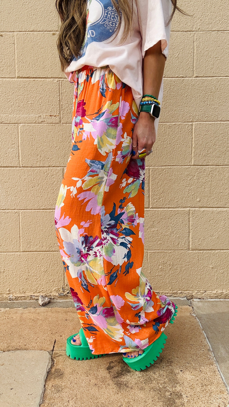 Tropical Bloom Wide-Leg Pants