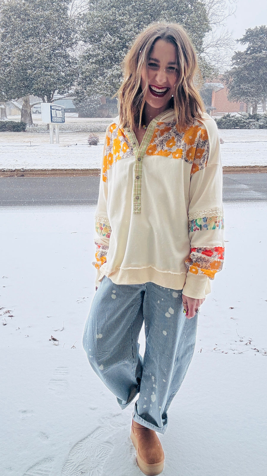 Sienna Floral & Lace patchwork Pullover