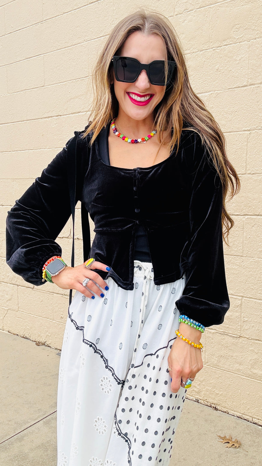 Black Velvet Square Neck Top- Black
