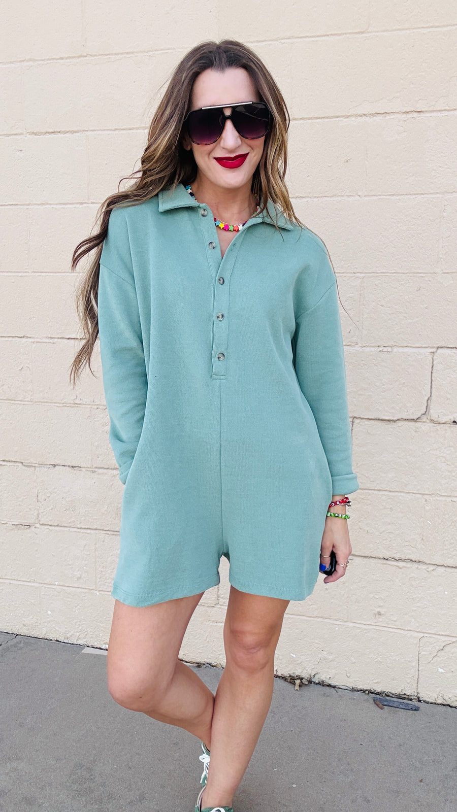 Pistachio Breeze Knit Romper