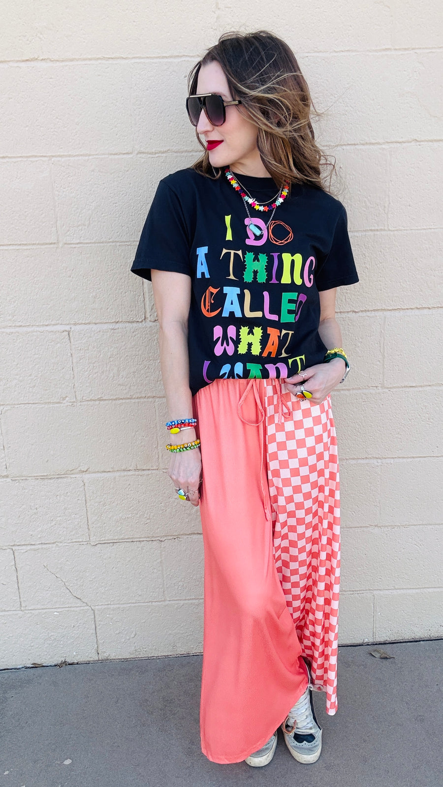 Checkmate Half & Half Pants- Salmon & Peach