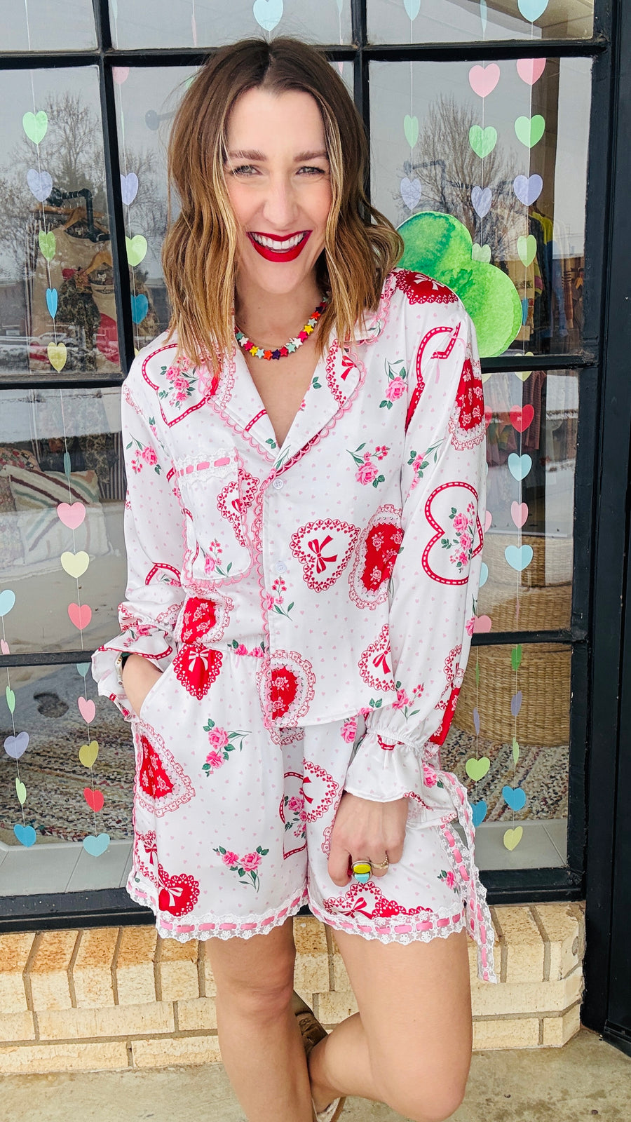 Dreamy In Love Satin Pajama Set