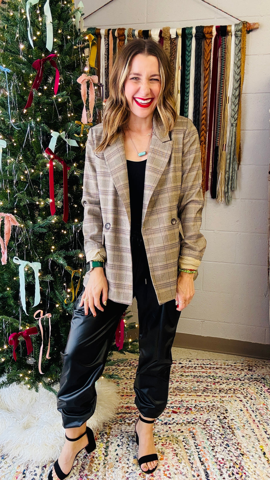 Executive Elegance Houndstooth & Plaid Blazer