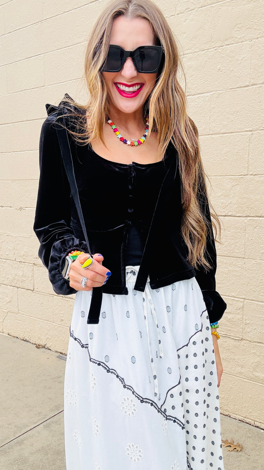 Black Velvet Square Neck Top- Black