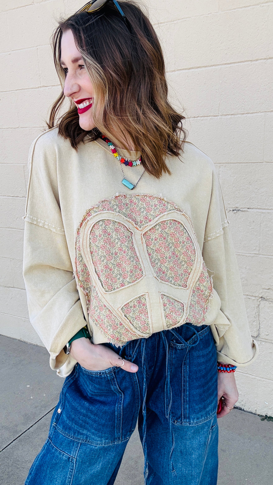 Boho Peace Patch Tee-Dijon