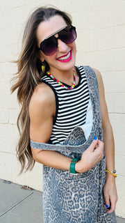 Elli Black & White Knit Striped Tank