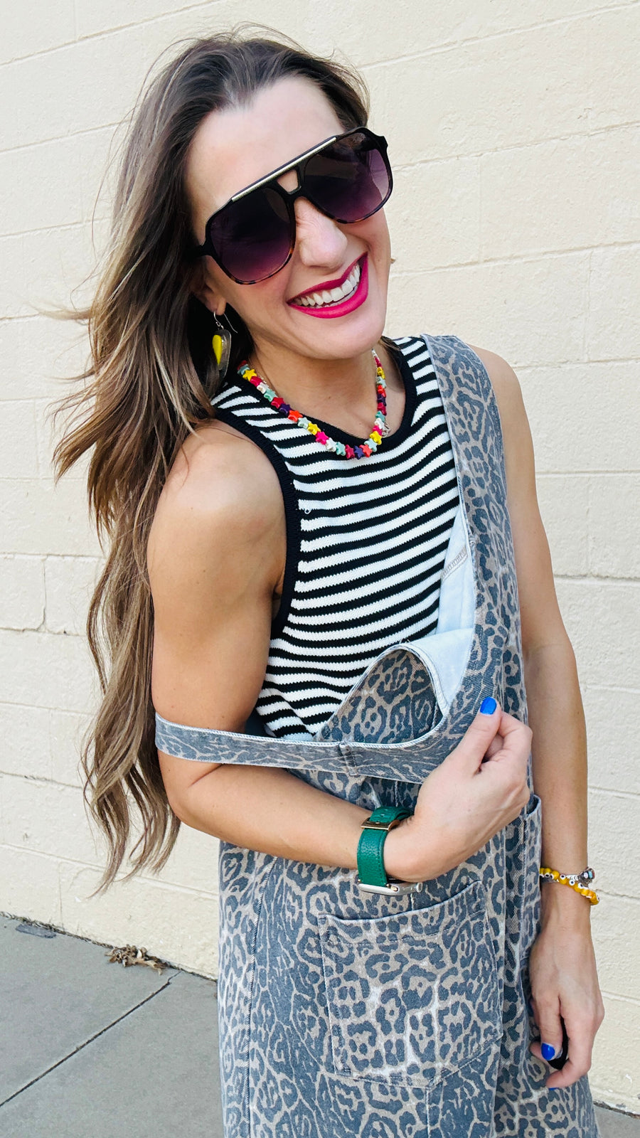 Elli Black & White Knit Striped Tank