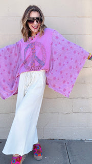 Peace & Petals Dolman Top-Dusty Rose