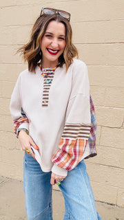 Pretty in Plaid Waffle Knit Top