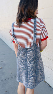 Faded Leopard Denim Mini Dress