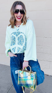 Boho Peace Patch Tee-Lime