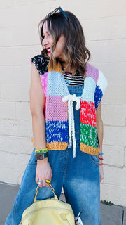 Prism Patchwork Tie-Front Vest