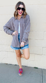 Sunset Stroll Pleated Denim Shorts