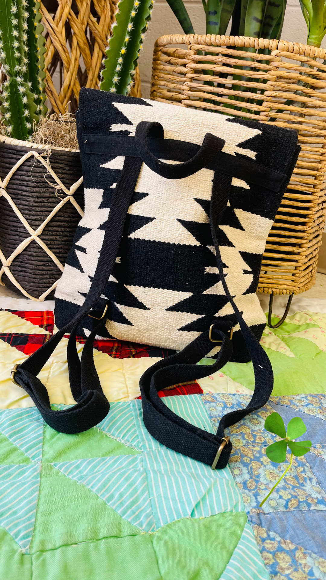 Atlas Cream & Black Aztec Backpack