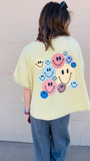 Bright Smiles Oversized Graphic Tee- Lime