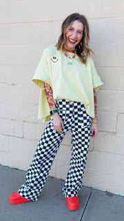 Bright Smiles Oversized Graphic Tee- Lime