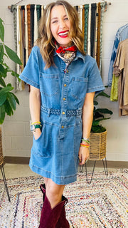 Cheyenne Button Up Denim Mini Dress