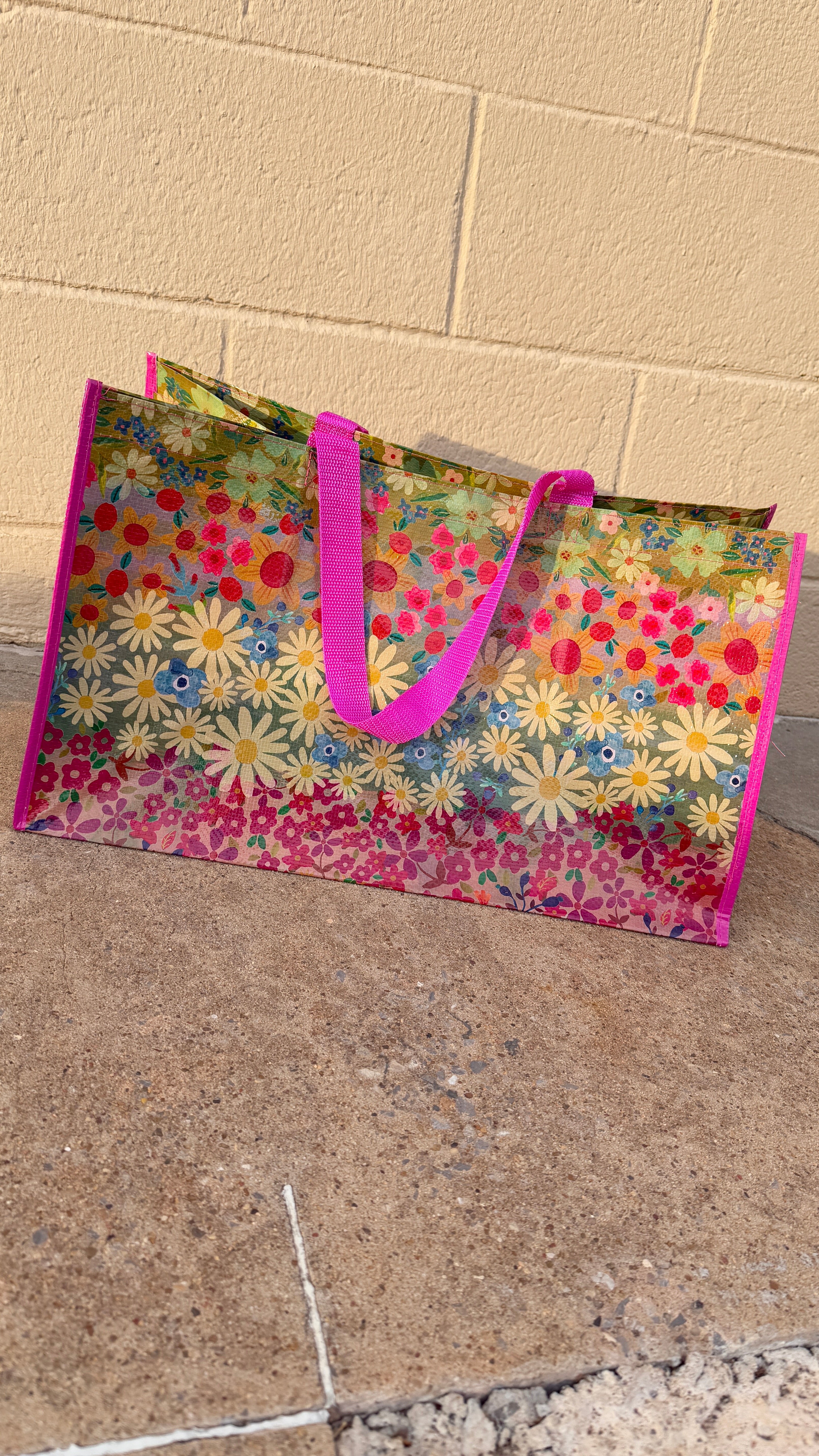 Carry All Happy Tote Bag - Wildflower Border or Flower Stripes