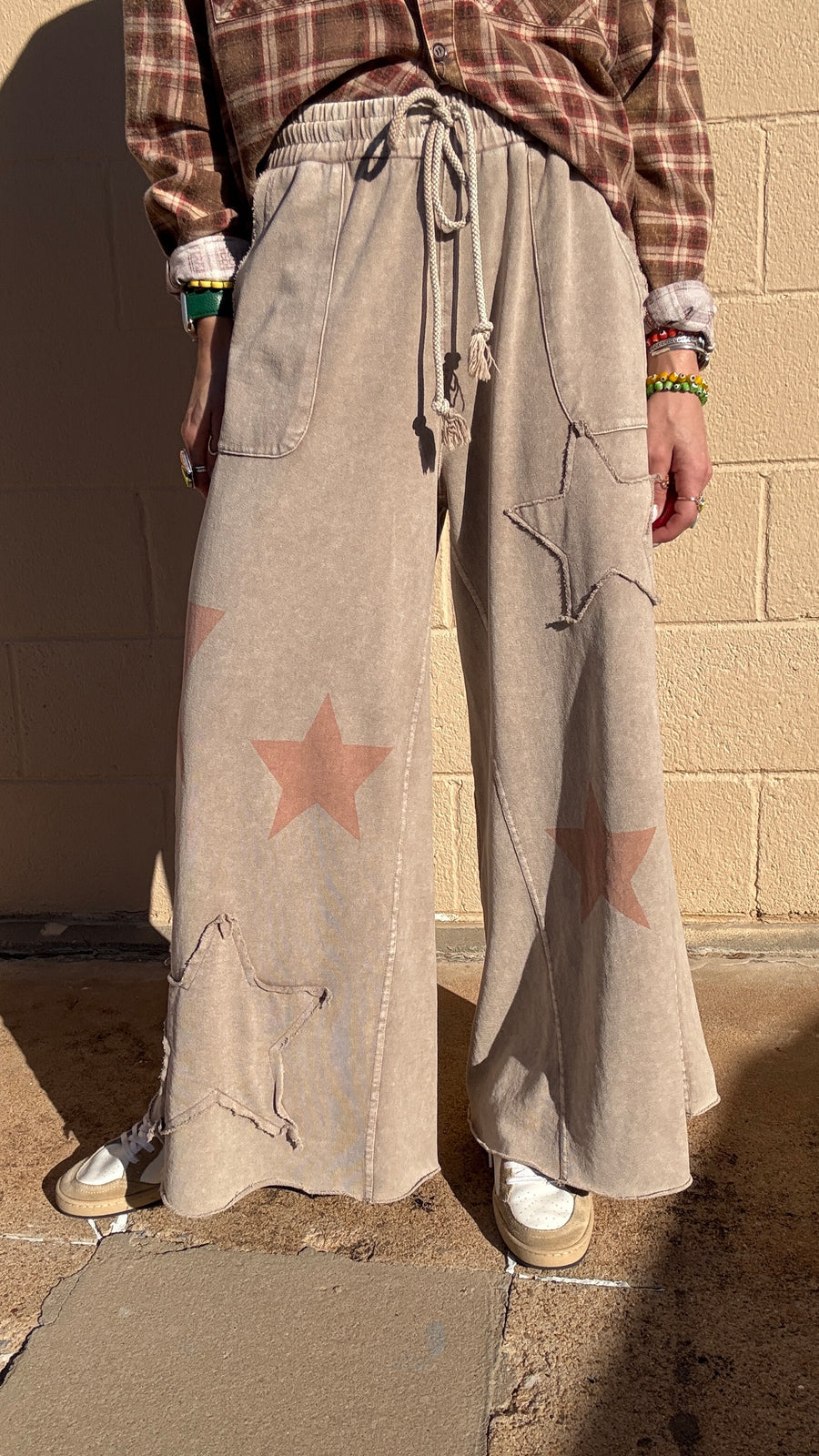 Superstar Distressed Patchwork Wide Leg Pants