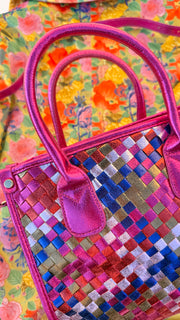 For the Bold, the Beautiful, Fuchsia Woven Tote