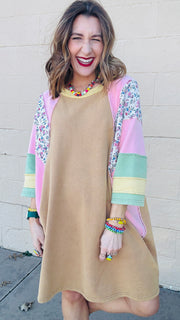 Color-Block & Bloom T-Shirt Dress