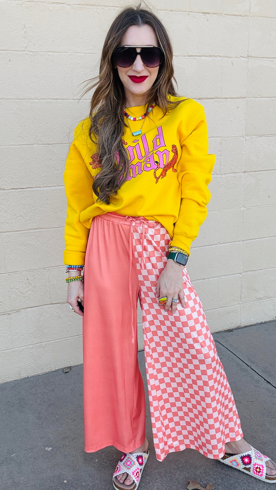Checkmate Half & Half Pants- Salmon & Peach