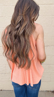 Lace Inset Dream Tank - Coral Orange