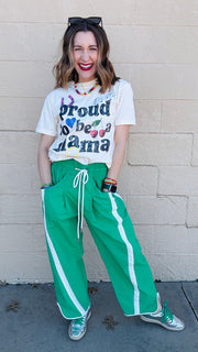 Stride and Style Windbreaker Pants- Green & White