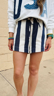 Brighton Striped Shorts-Navy & Natural