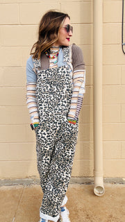 Wild Woman Leopard Print Denim Overalls