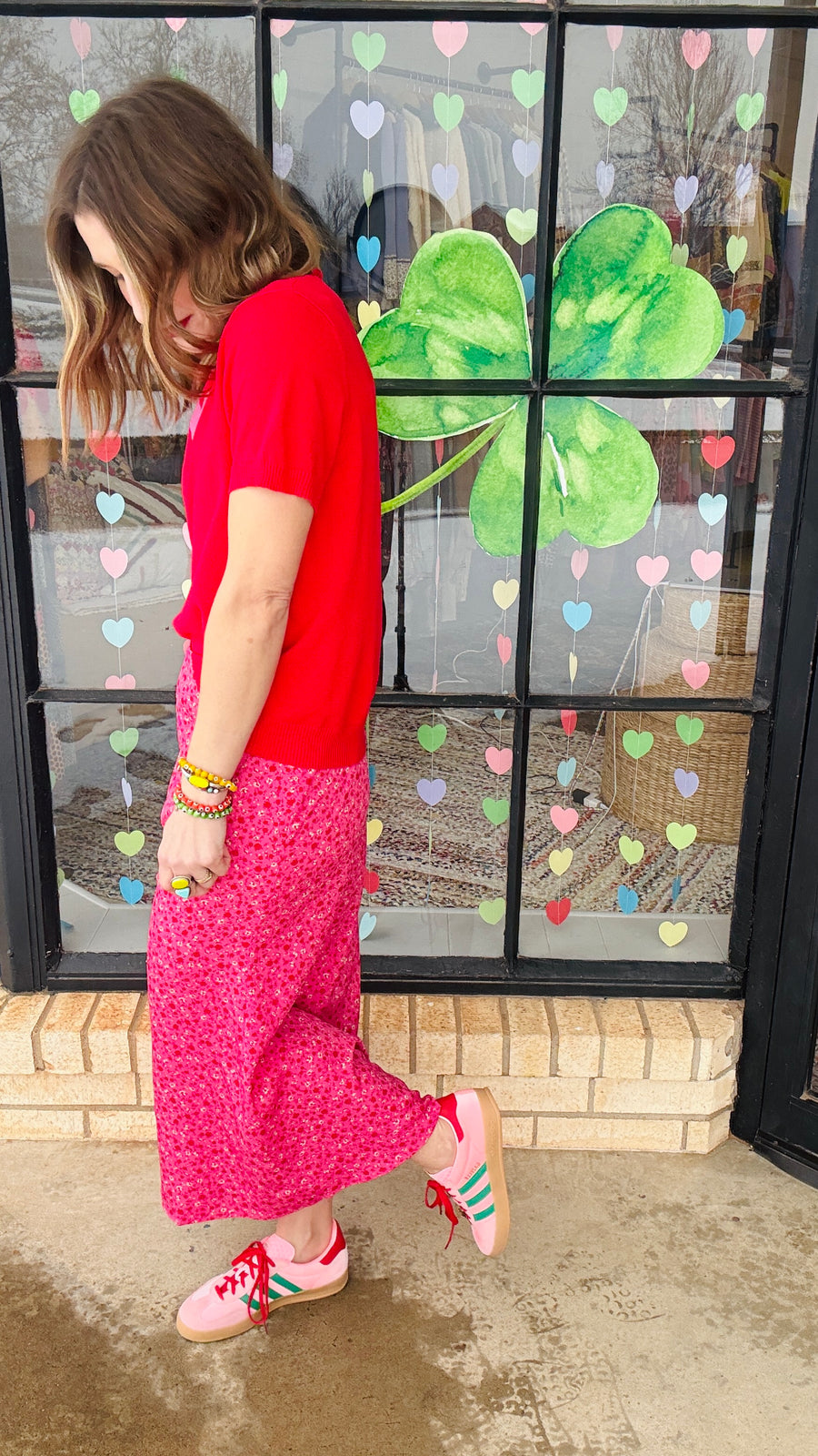 Heartbreaker Knit Tee- Red & Pink