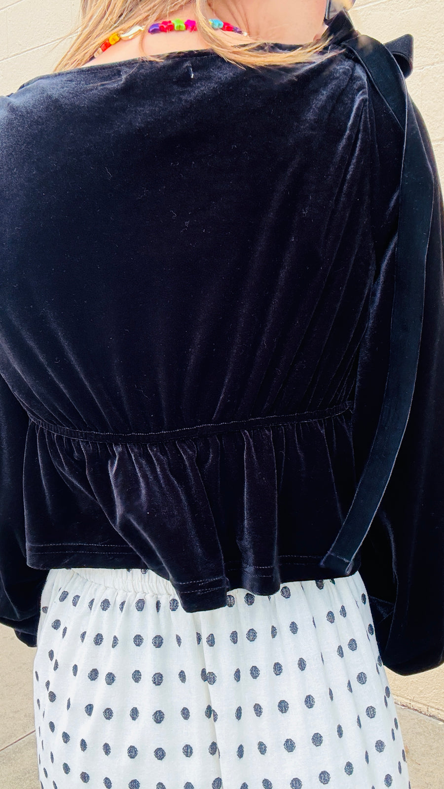 Black Velvet Square Neck Top- Black