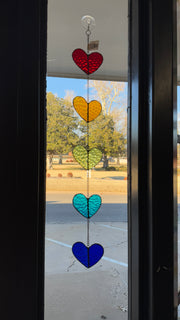 Rainbow Hearts Stained Glass Mobile