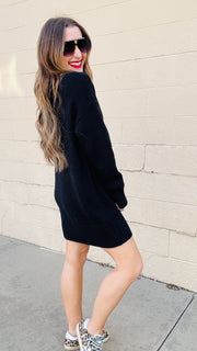 Libby Knit Sweater Dress- Black
