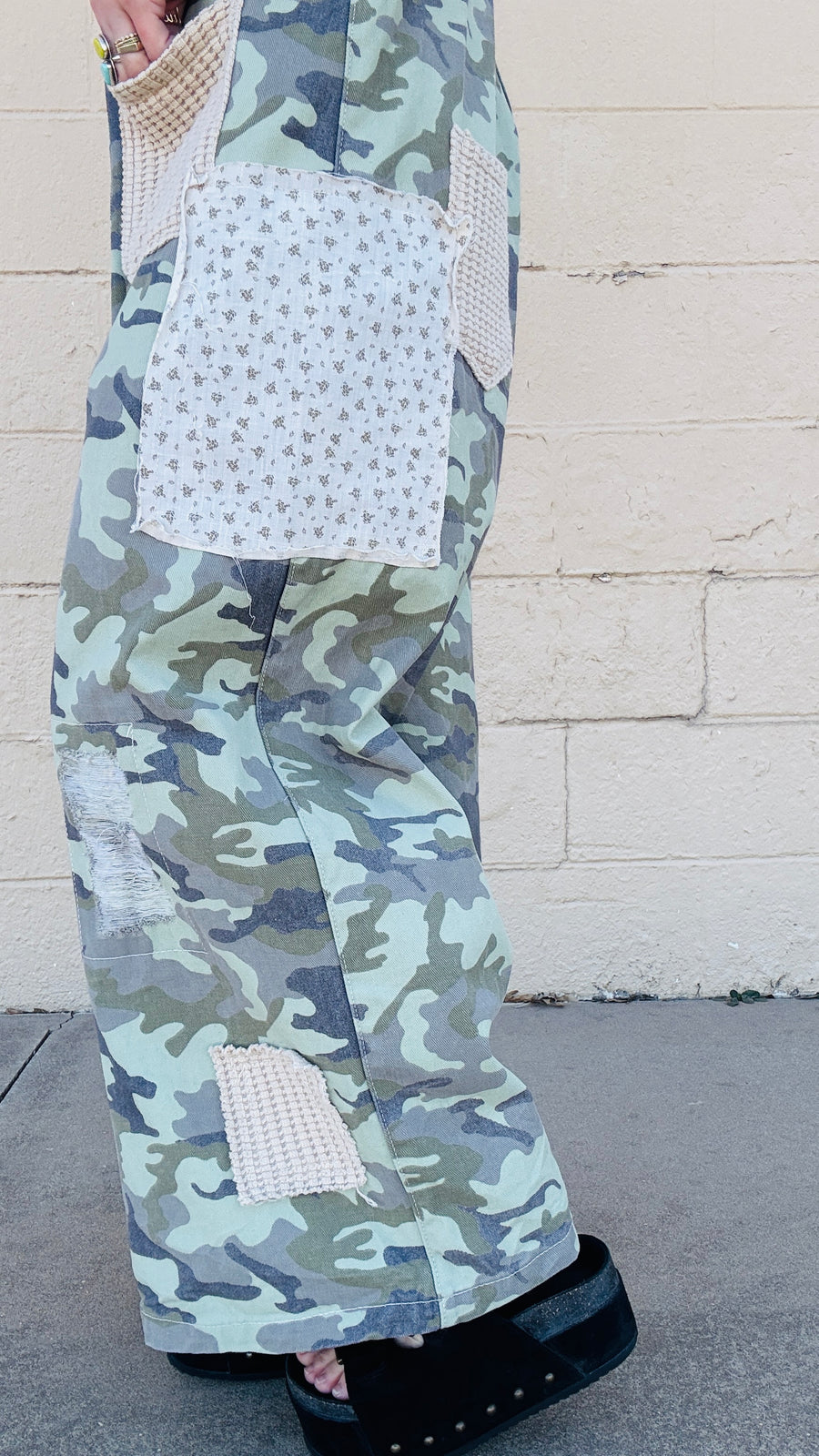 Free Spirit Patchwork Overalls- Camo