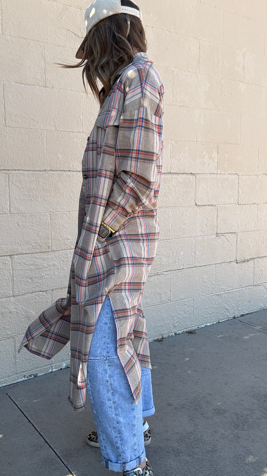 Chleo Flannel Duster- Mocha Mix