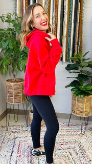 Paige Classic Drawstring Hoodie- Ruby