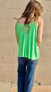 Lace Inset Dream Tank - Apple Green