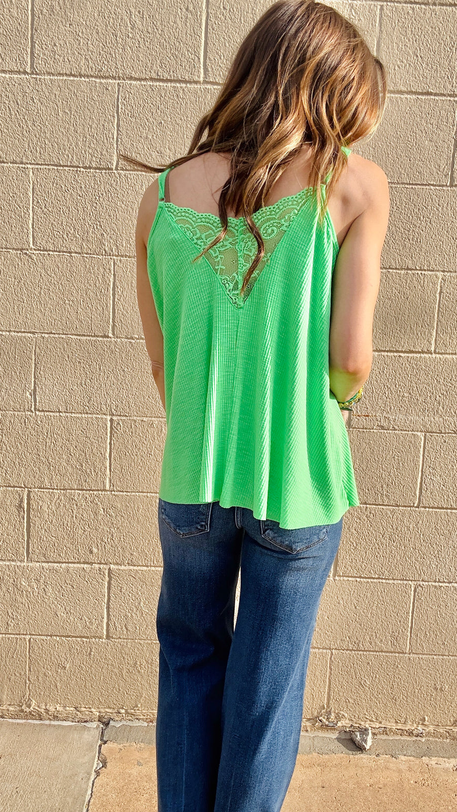 Lace Inset Dream Tank - Apple Green