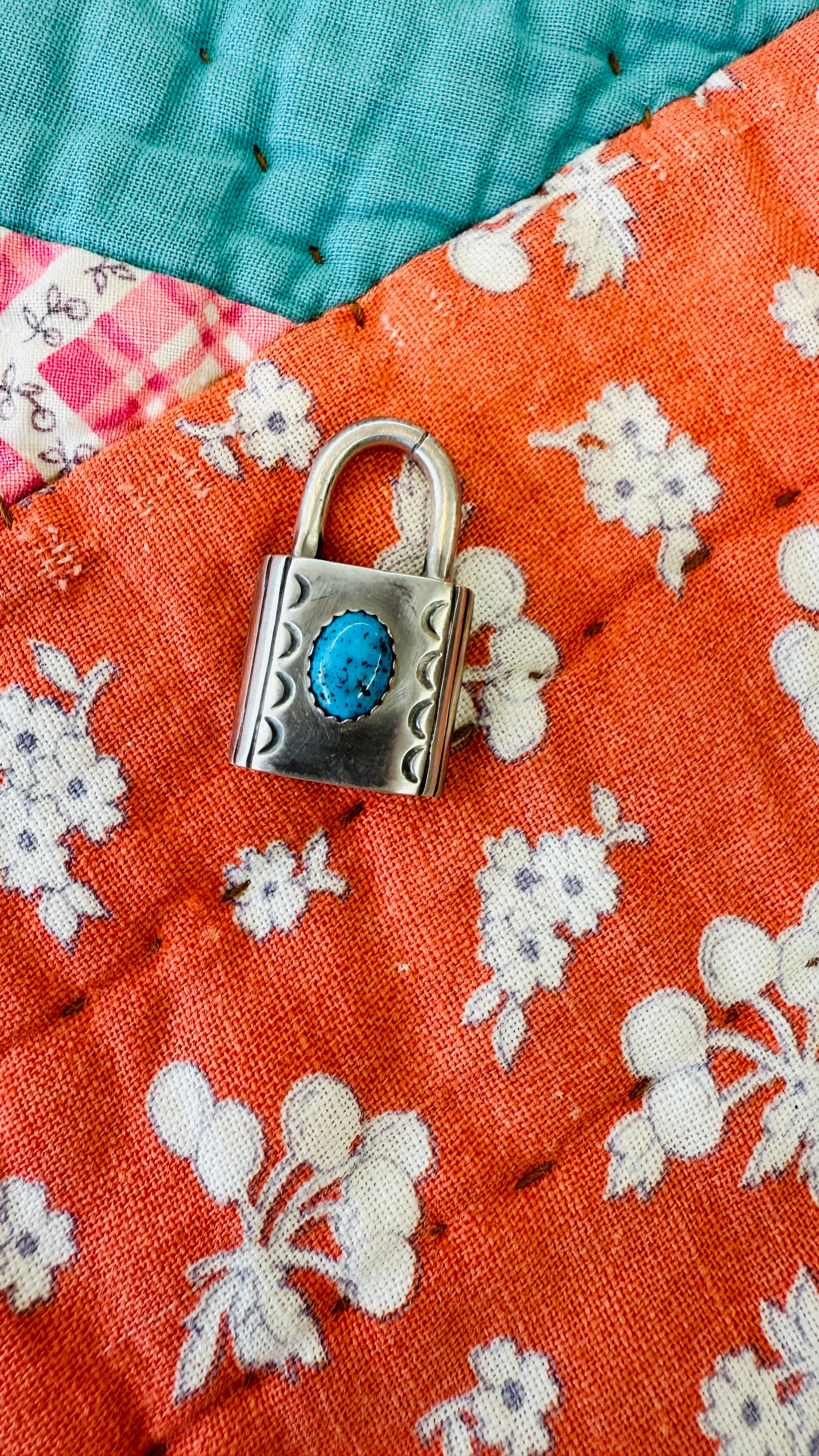Locked & Loaded Lock Pendant - Authentic Turquoise - Midnight Mesa