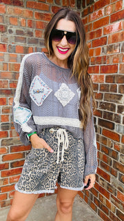 Meadowlight Crochet Sweater- Charcoal
