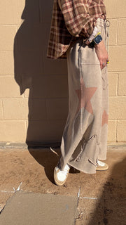 Superstar Distressed Patchwork Wide Leg Pants