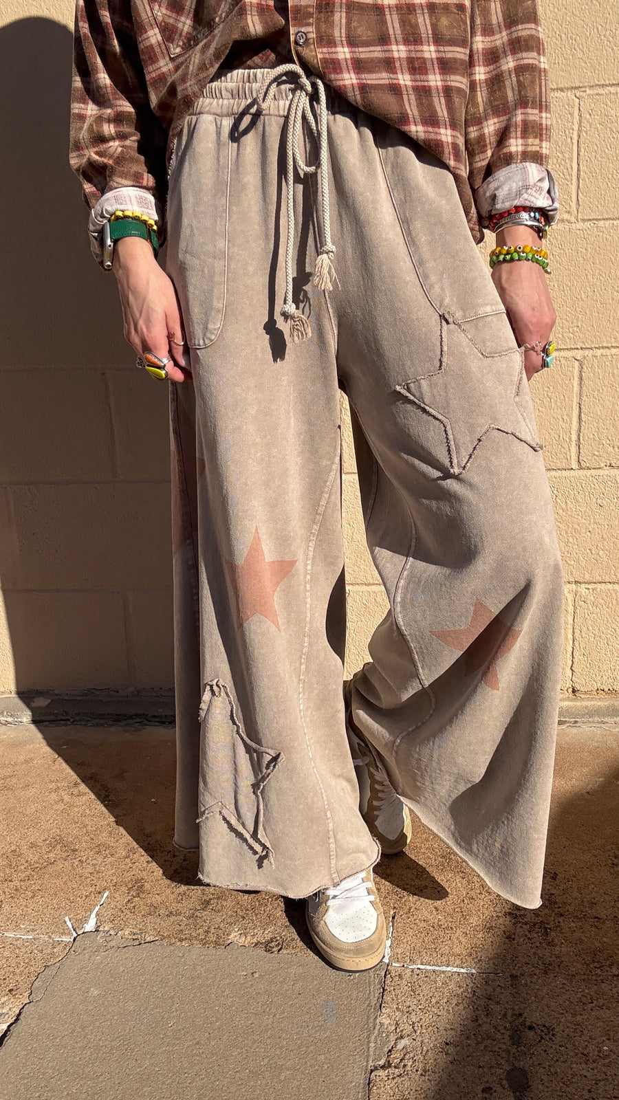 Superstar Distressed Patchwork Wide Leg Pants