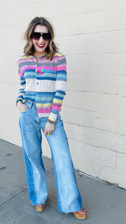 Dual Tone Straight-Leg Jeans