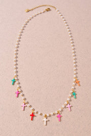 Colorful Cross Charm Necklace