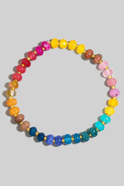 Gradient Rainbow Stone Beaded Elastic Bracelet