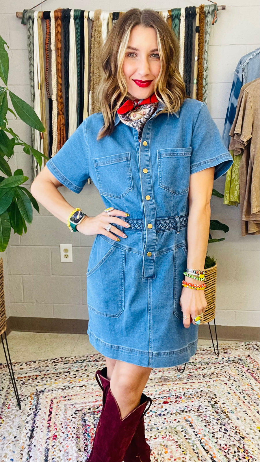 Cheyenne Button Up Denim Mini Dress