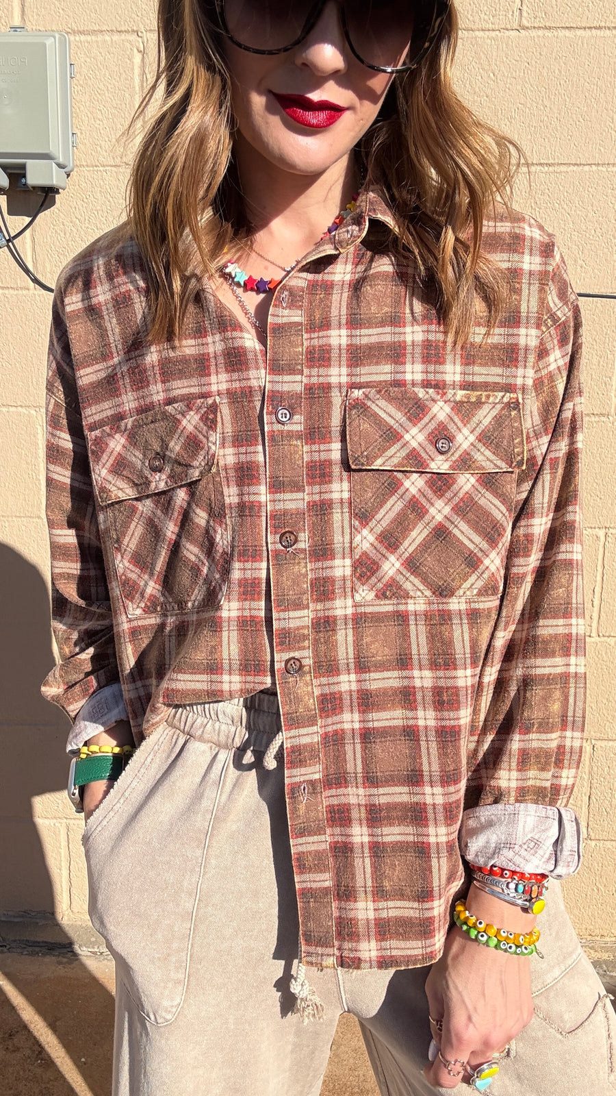 Feels Like Fall Classic Flannel- Brown